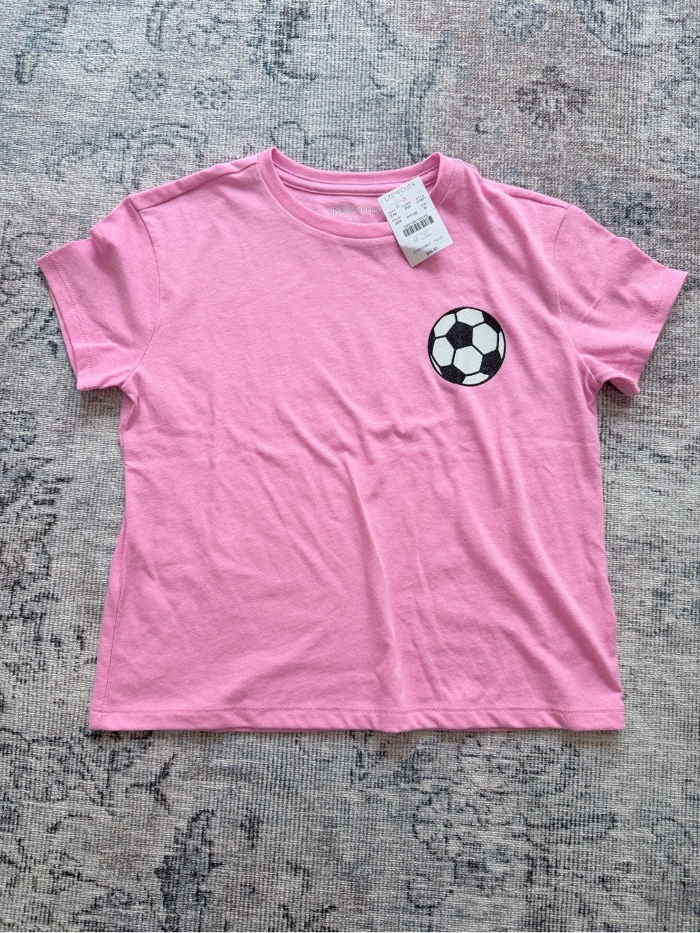 Crewcuts Pink Tee with Soccer Patch